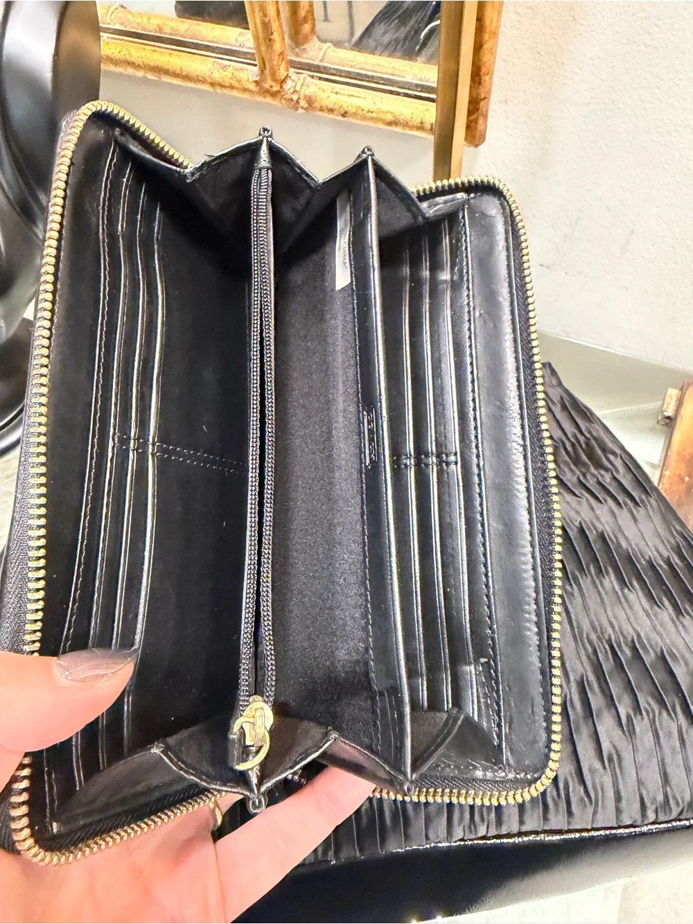 Coach EUC Black Pleated Tote and Wallet Set